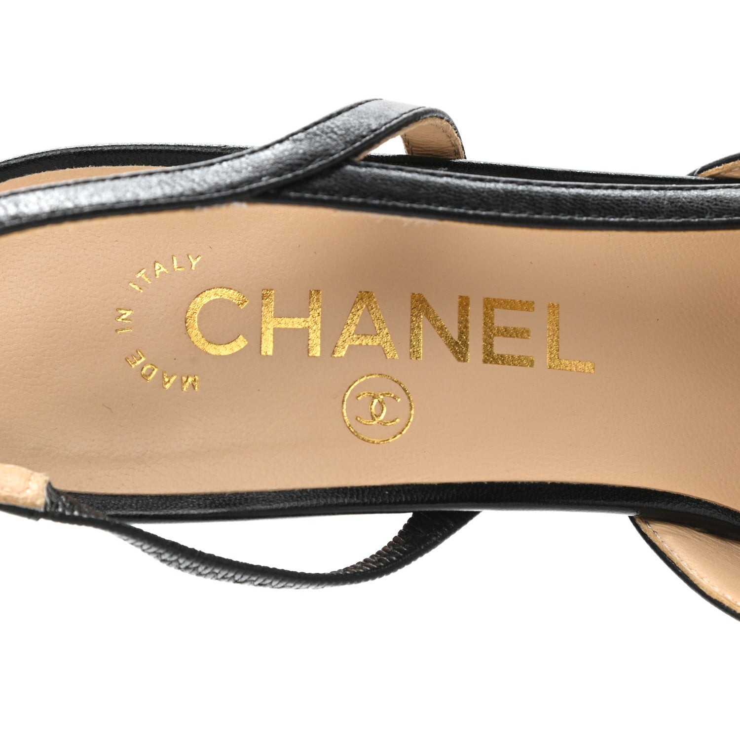 Chanel Goatskin Grosgrain Cap Toe CC Slingback Pumps 37.5 Black 6 of 9