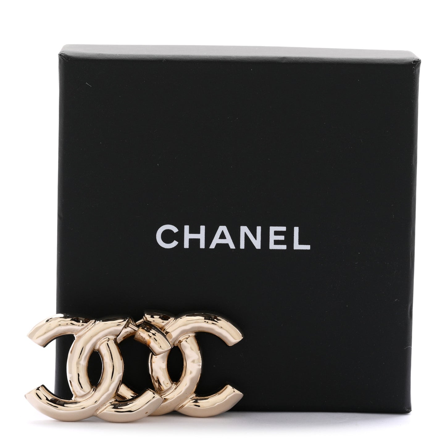 Metal Large CC Earrings Light Gold