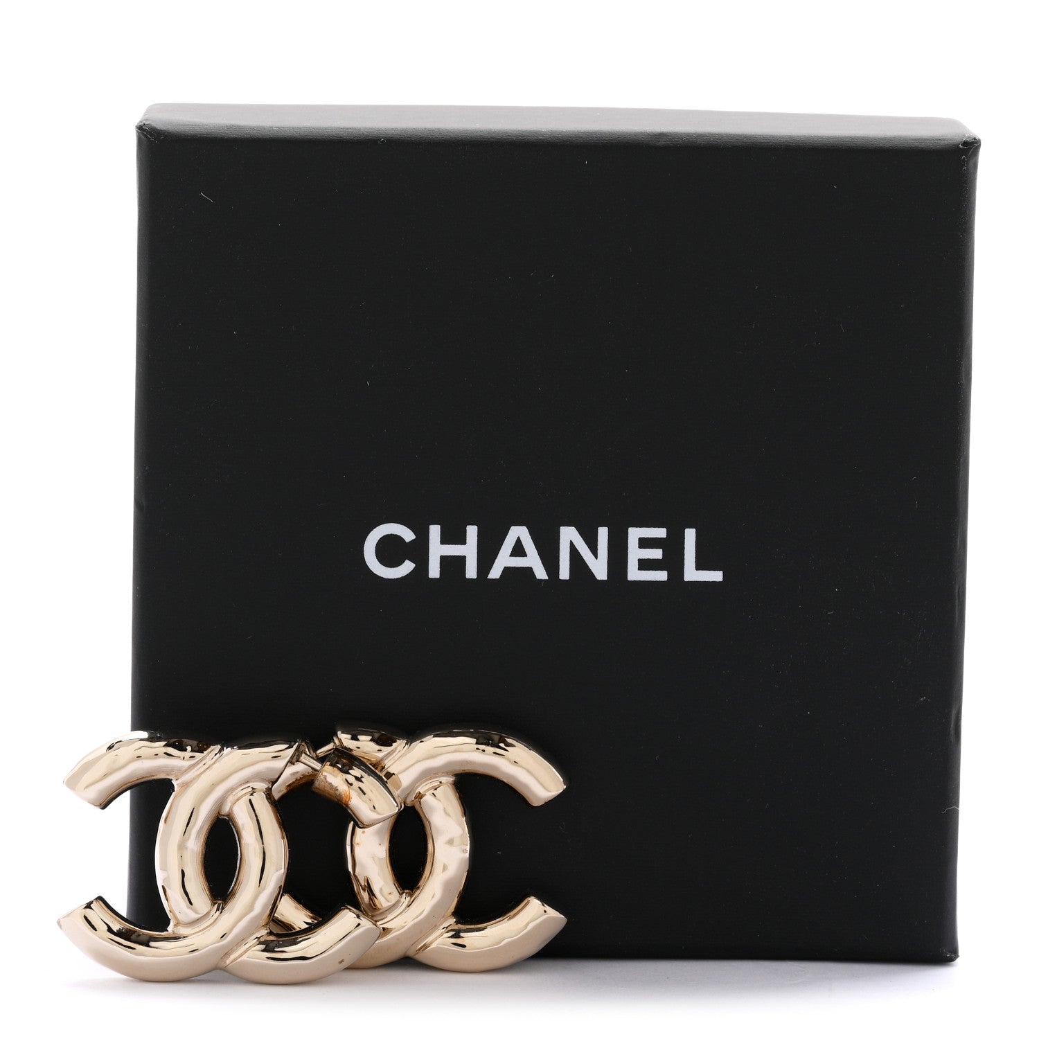 Chanel Metal Large CC Earrings Light Gold 5 of 5