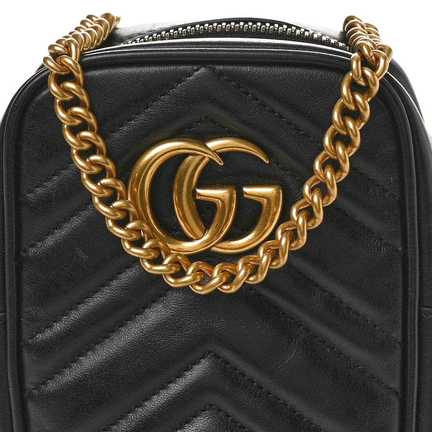 Calfskin Matelasse Mini GG Marmont Crossbody Bag Black