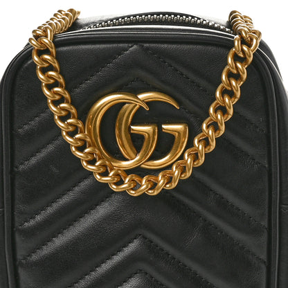 Gucci Calfskin Matelasse Mini GG Marmont Crossbody Bag Black 8 of 10