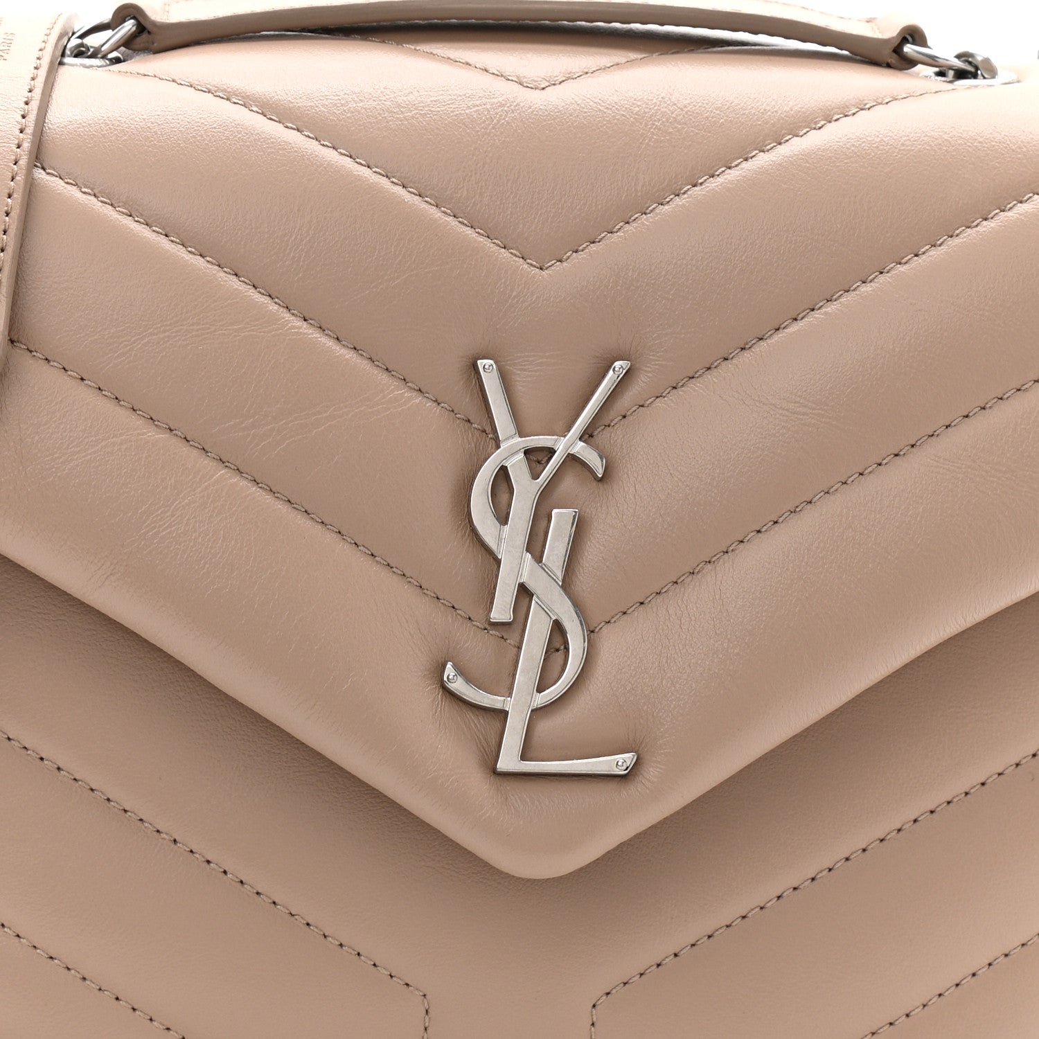 Saint Laurent Calfskin Y Quilted Monogram Small Loulou Chain Satchel Mink 8 of 10