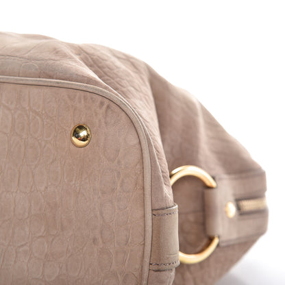 Saint Laurent Nubuck Croc Embossed Oversized Muse Beige 10 of 12