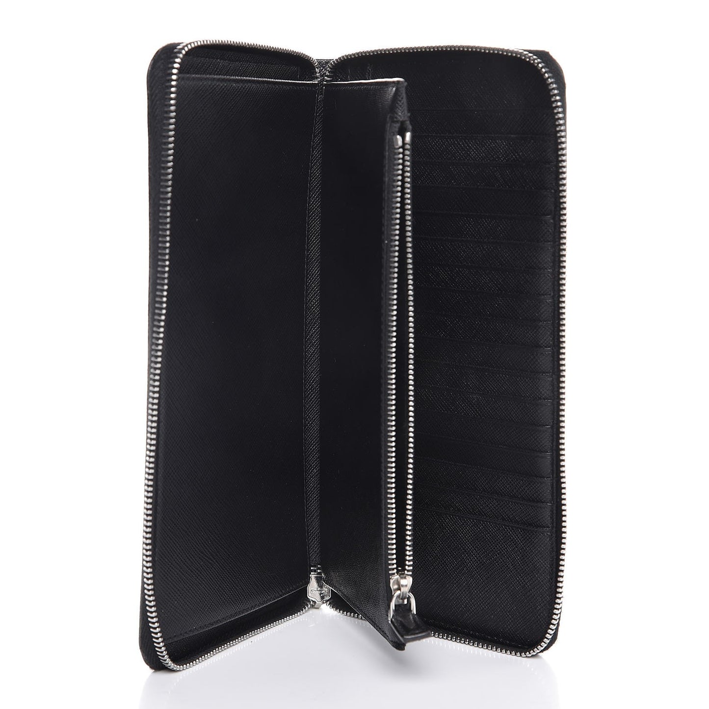 Saffiano Zip Around Portfolio Wallet Black
