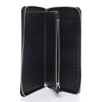 Prada Saffiano Zip Around Portfolio Wallet Black 5 of 7