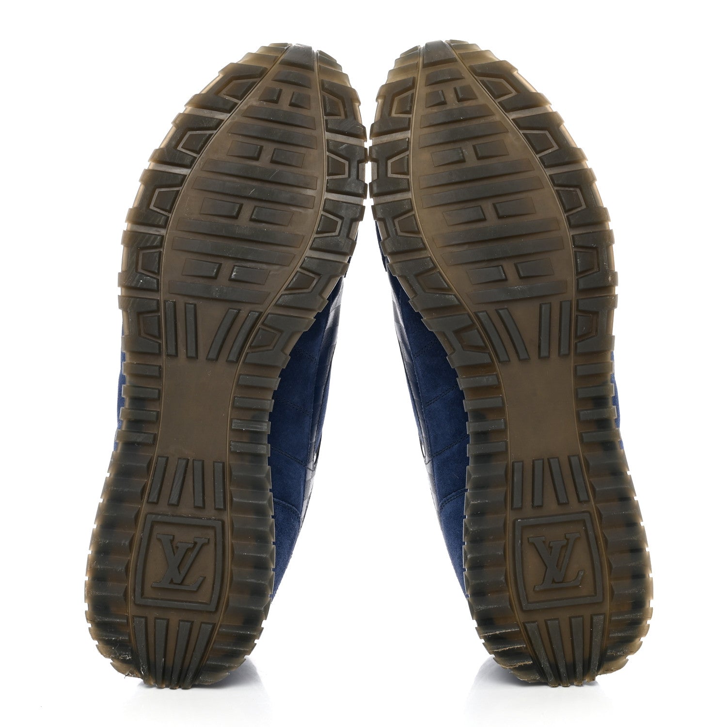 Louis Vuitton Calfskin Suede Damier Run Away Sneakers 10 Blue 5 of 18