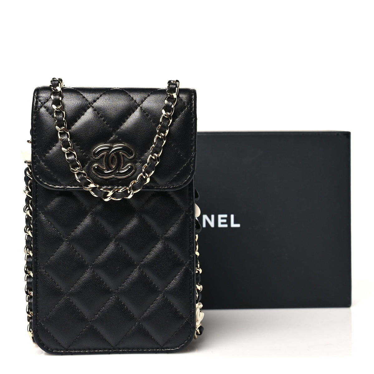 Chanel Lambskin Quilted Candy CC Phone Holder With Chain Black 12 of 12