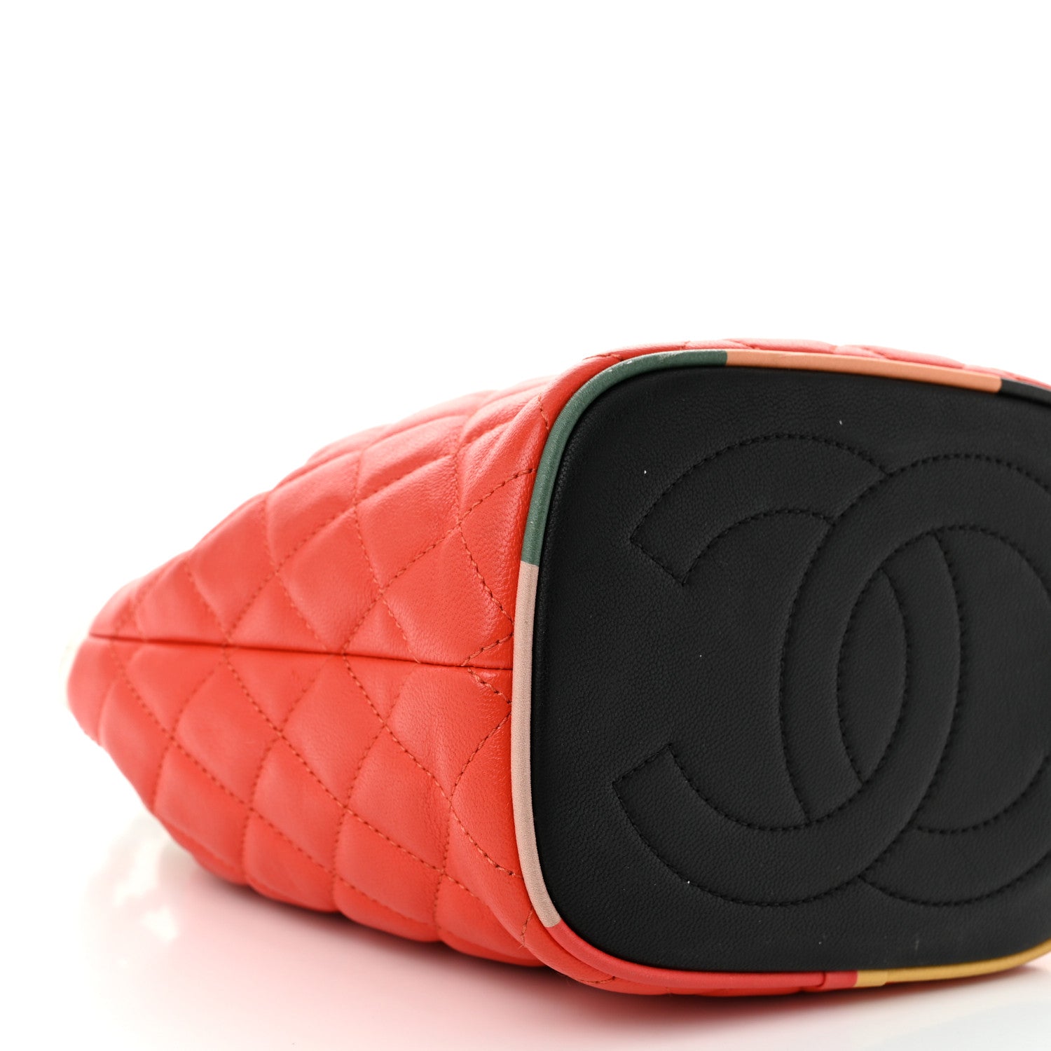 Chanel Lambskin Quilted Cuba Drawstring Tote Red White Blue 9 of 11