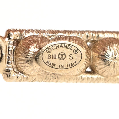 Chanel Crystal Cha-Nel Logo Drop Earrings Gold 4 of 4