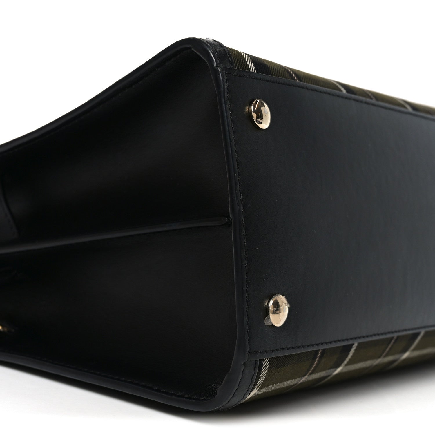 Burberry Wool Tartan Two Handle Title Bag Dark Green 8 of 9