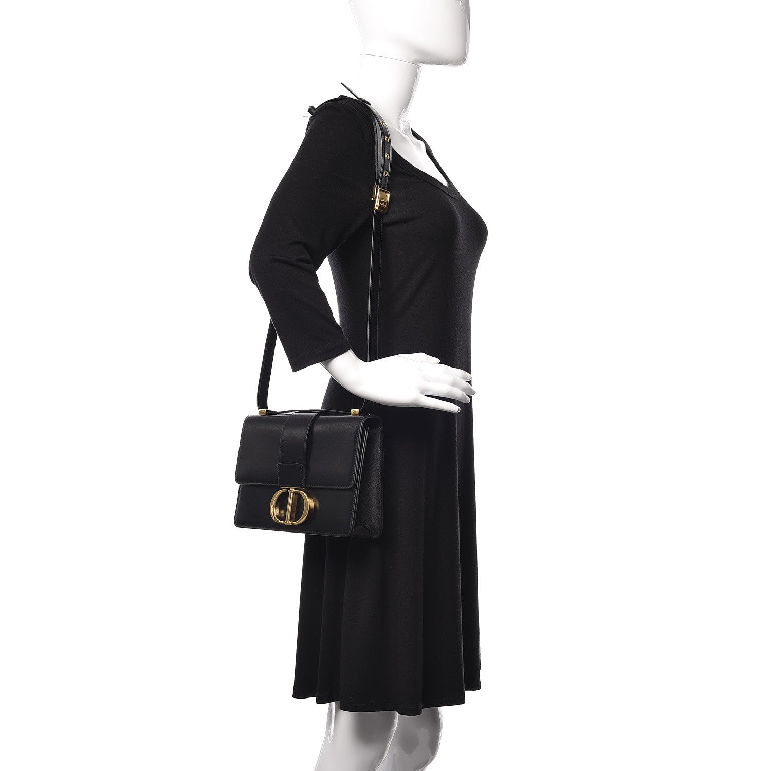 Christian Dior Smooth Calfskin 30 Montaigne Flap Bag Black 2 of 12