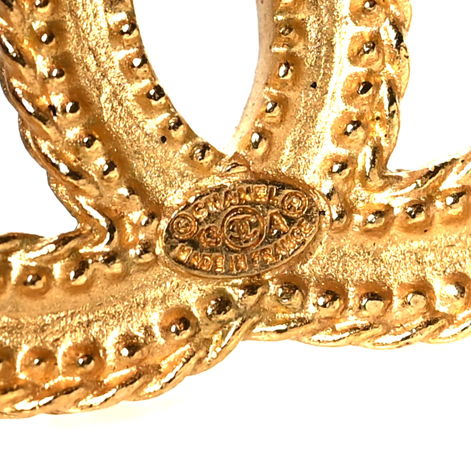 Chanel CC Drop Earrings Matte Gold 4 of 4