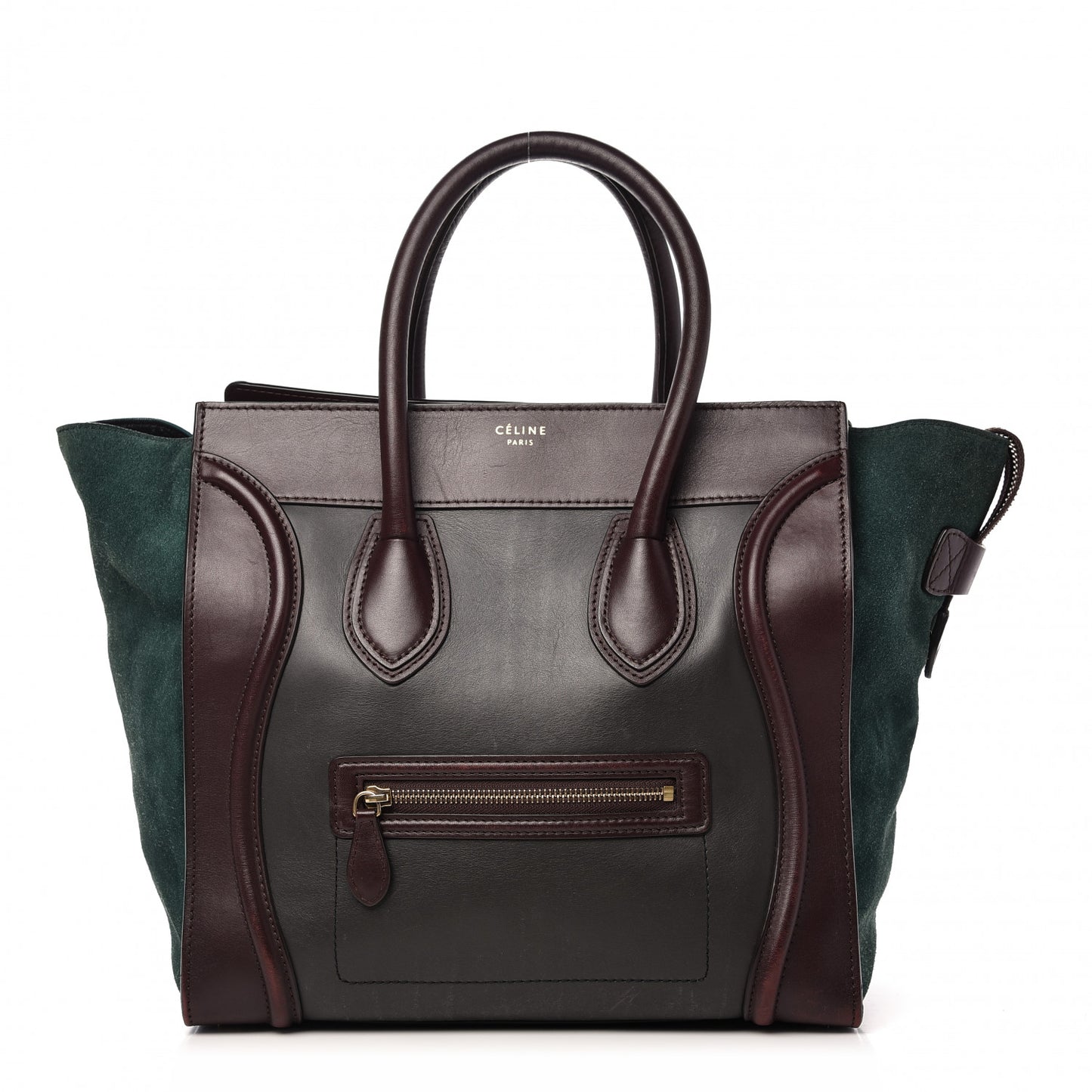 Smooth Calfskin Suede Mini Tri-Color Luggage Burgundy