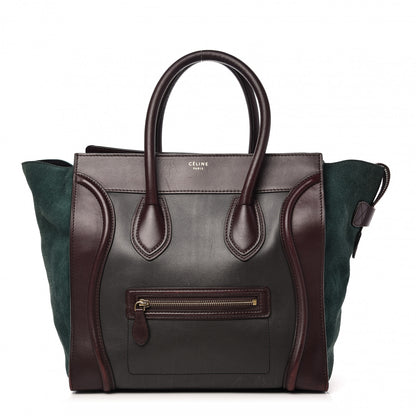 Celine Smooth Calfskin Suede Mini Tri-Color Luggage Burgundy 1 of 10