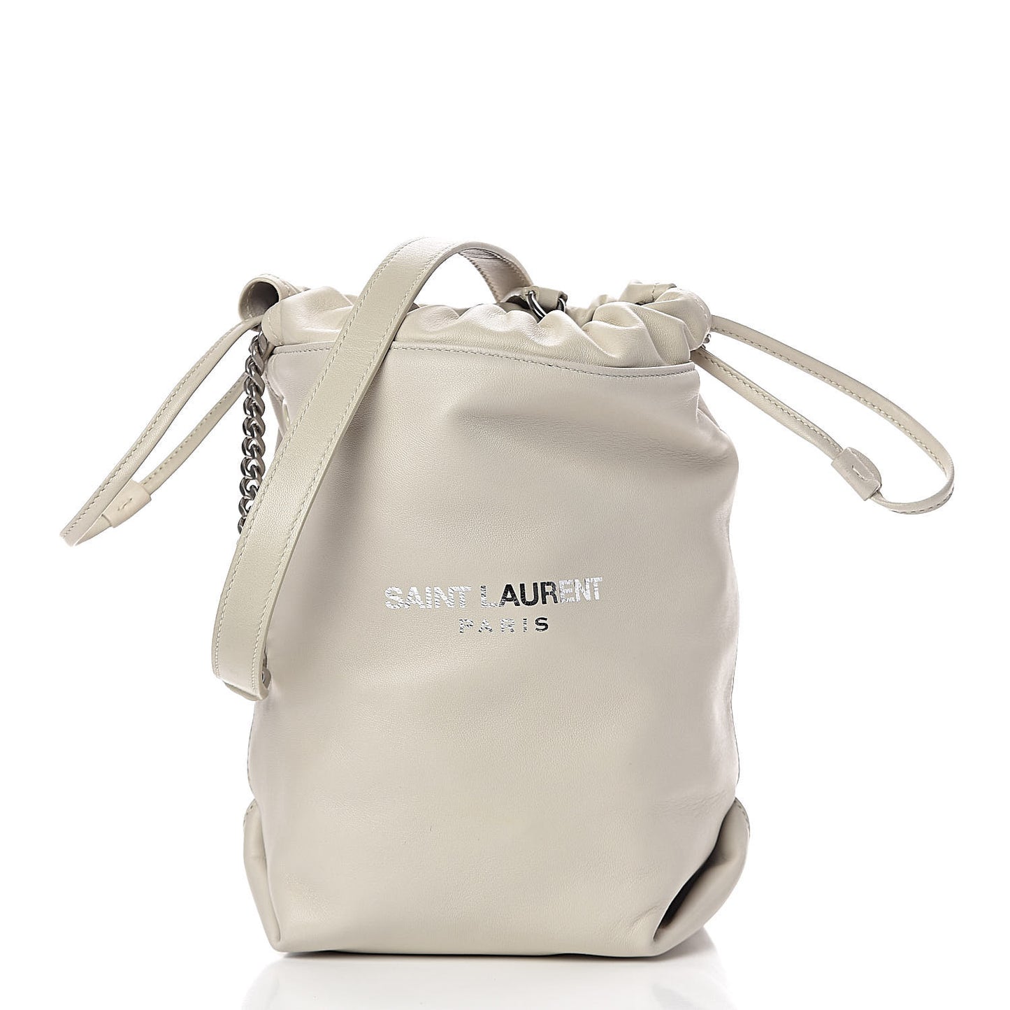 Lambskin Small Teddy Bucket Bag White