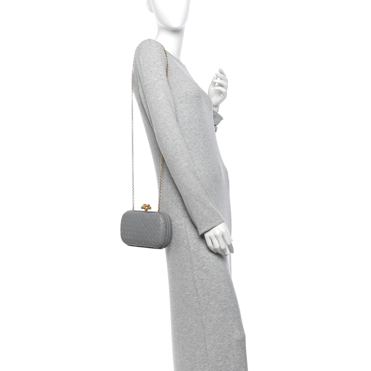 Nappa Intrecciato Chain Knot Clutch Sterling