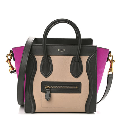 Celine Baby Grained Calfskin Nubuck Nano Tri-Color Luggage Magenta 1 of 12