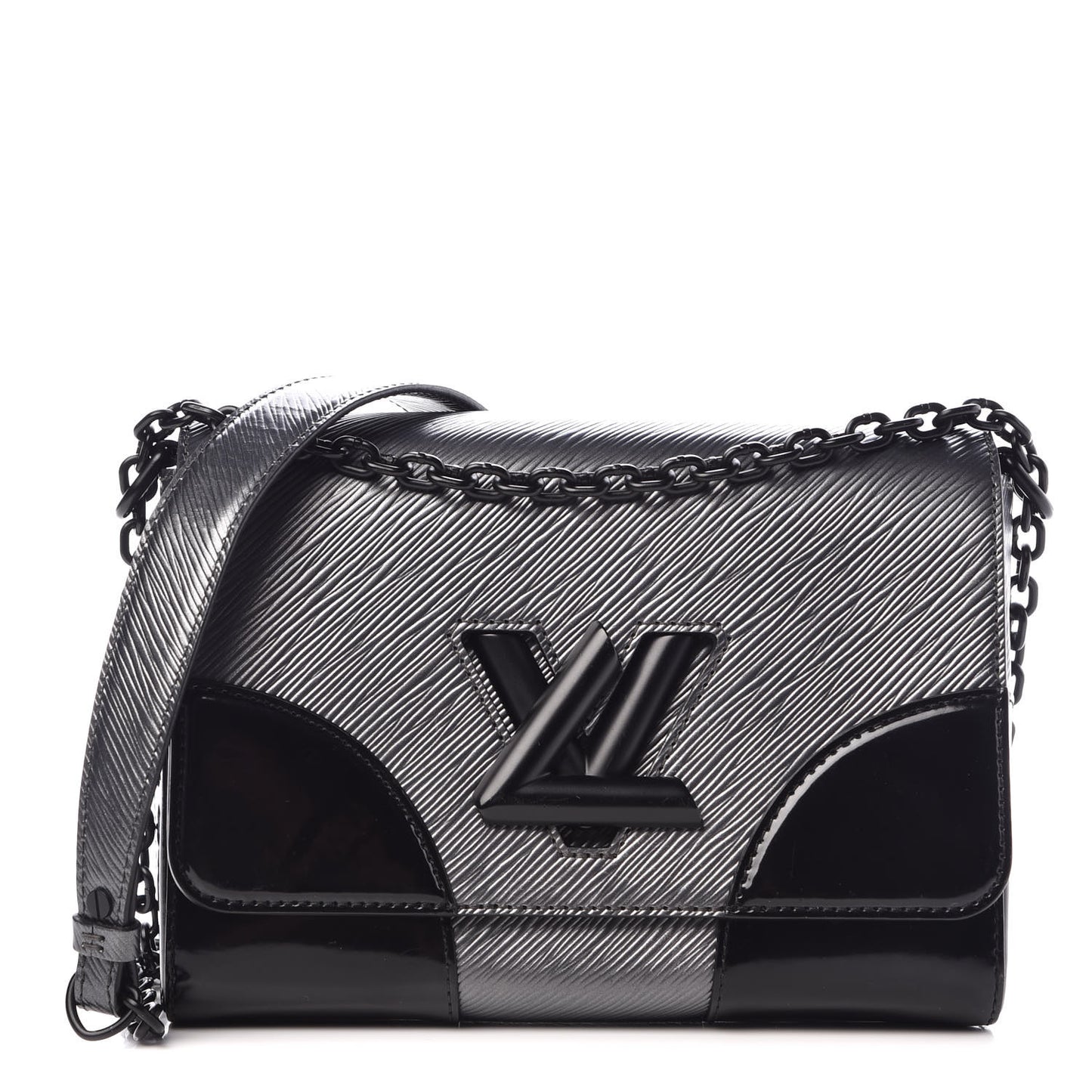 Epi Patent Twist Shoulder Bag MM Anthracite Nacre