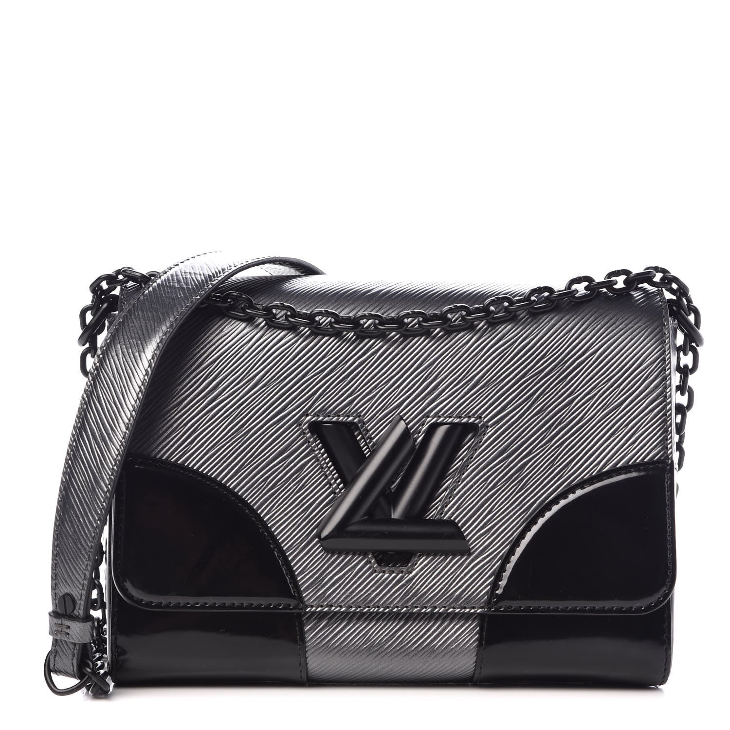 Louis Vuitton Epi Patent Twist Shoulder Bag MM Anthracite Nacre 1 of 16