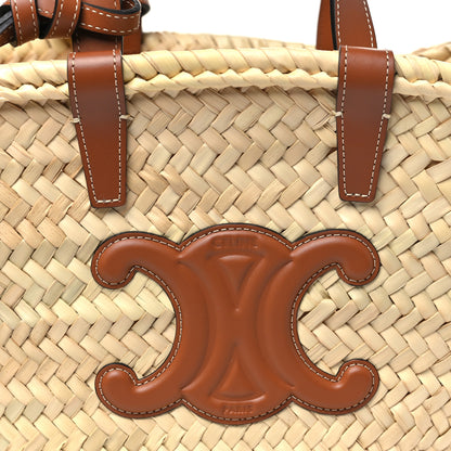 Celine Raffia Calfskin Triomphe Teen Panier Tan 7 of 9