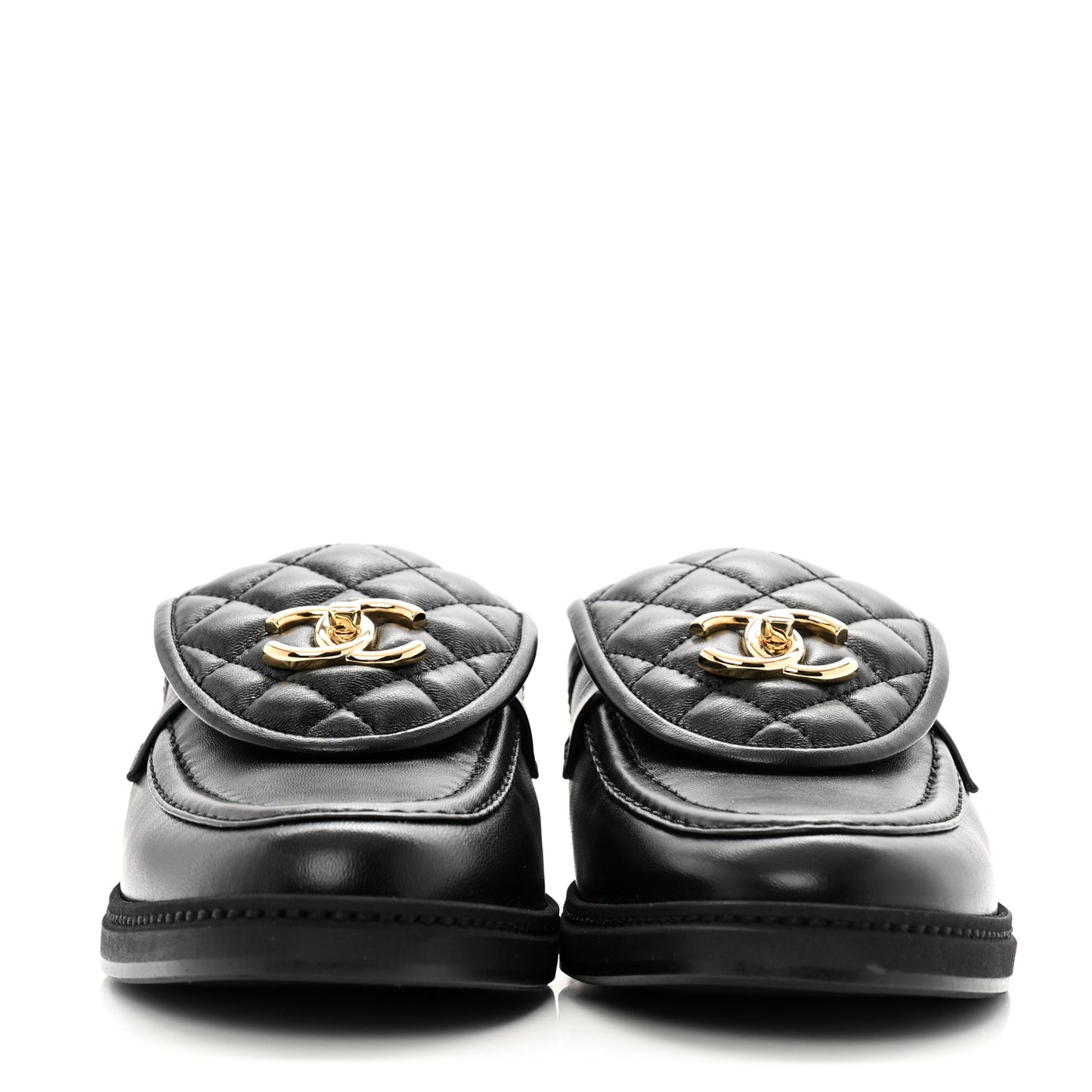 Lambskin Quilted CC Turnlock Mules 40 Black