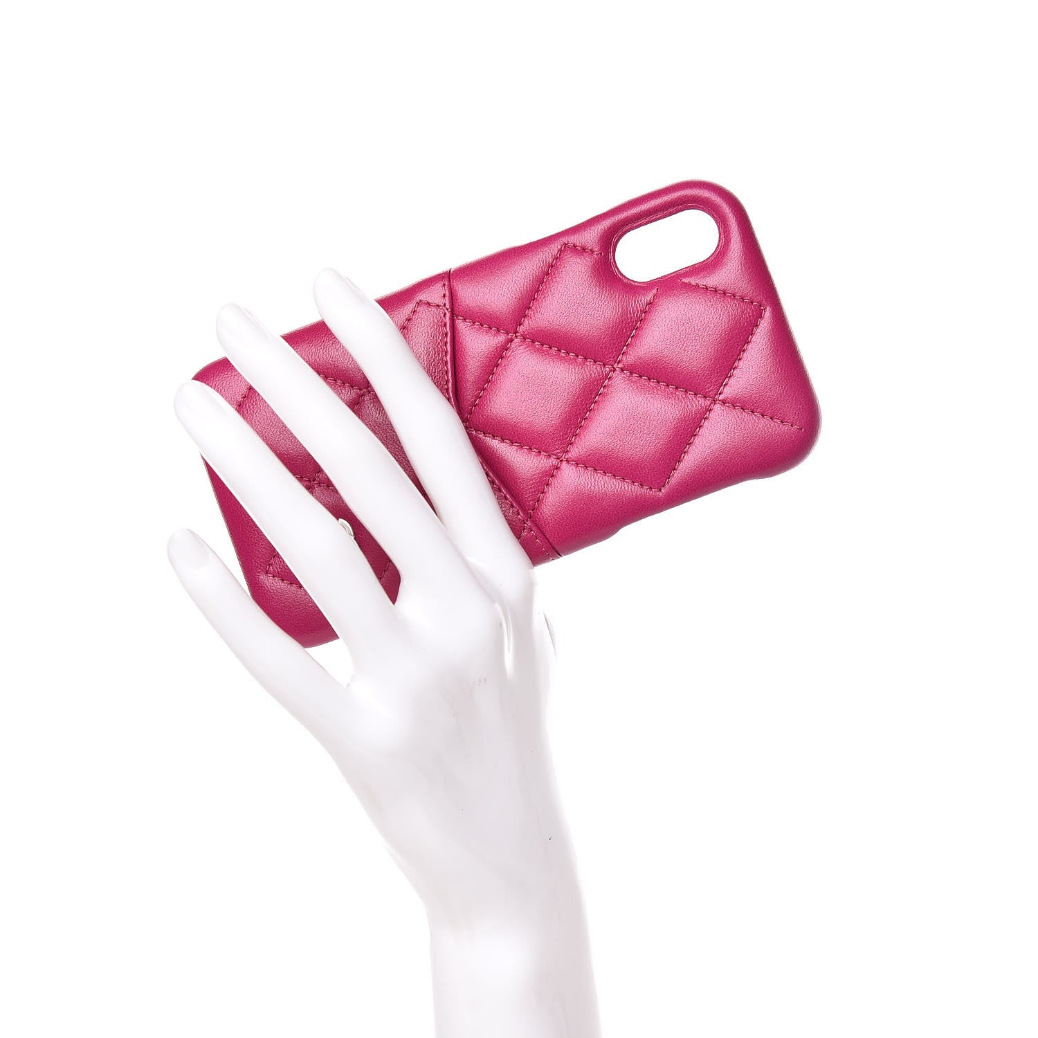 Chanel Lambskin Quilted iPhone X Coco Tech Case Fuchsia 2 of 8