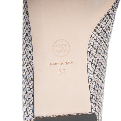 Chanel Metallic Goatskin Patent Calfskin Cap Toe Ballerina Flats 39 Pink Beige 6 of 7