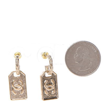 Chanel CC Tag Drop Earrings Gold 2 of 5