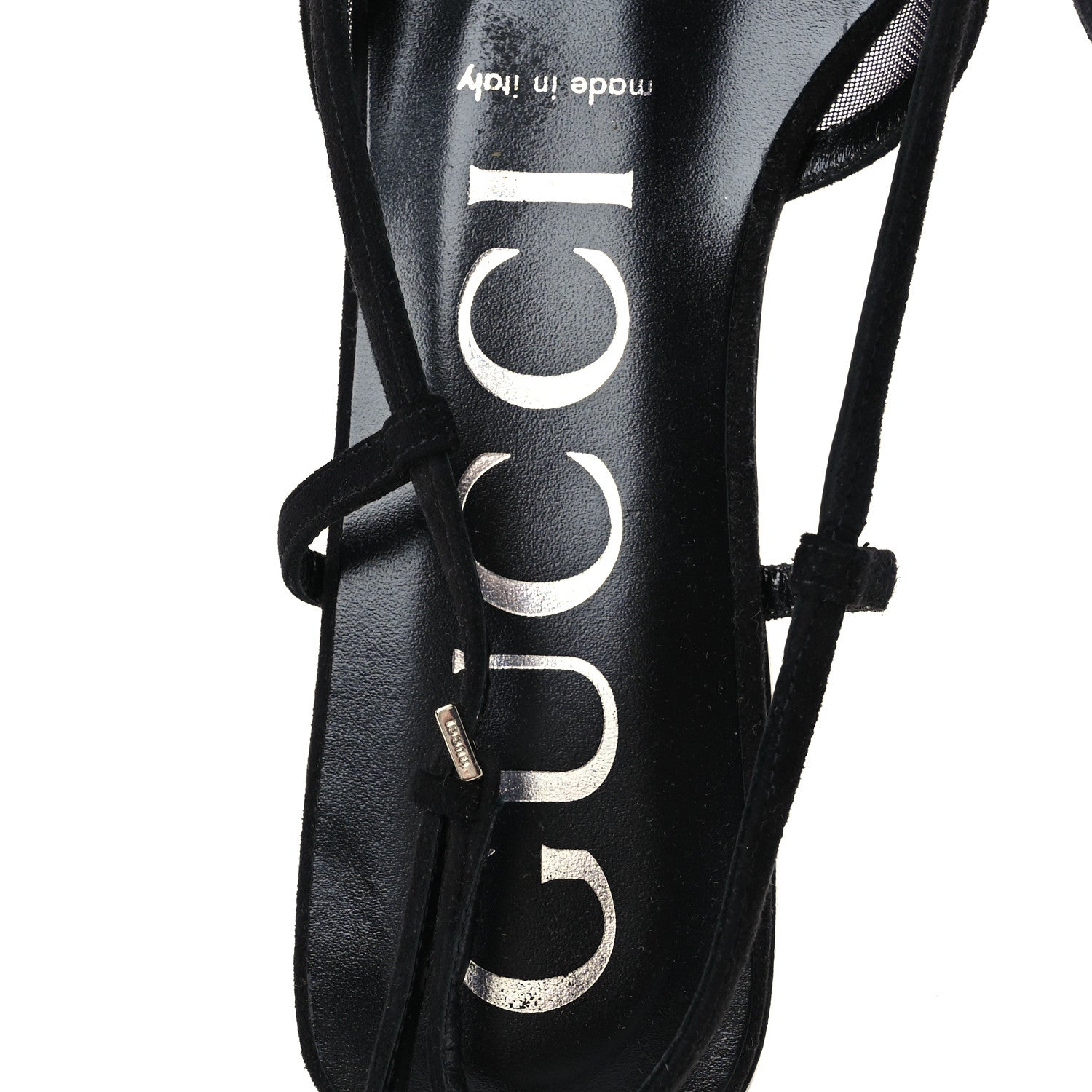 Gucci Suede Mesh Crystal GG Monogram Slingback Ballet Flats 39.5 Black 39 Black 7 of 9