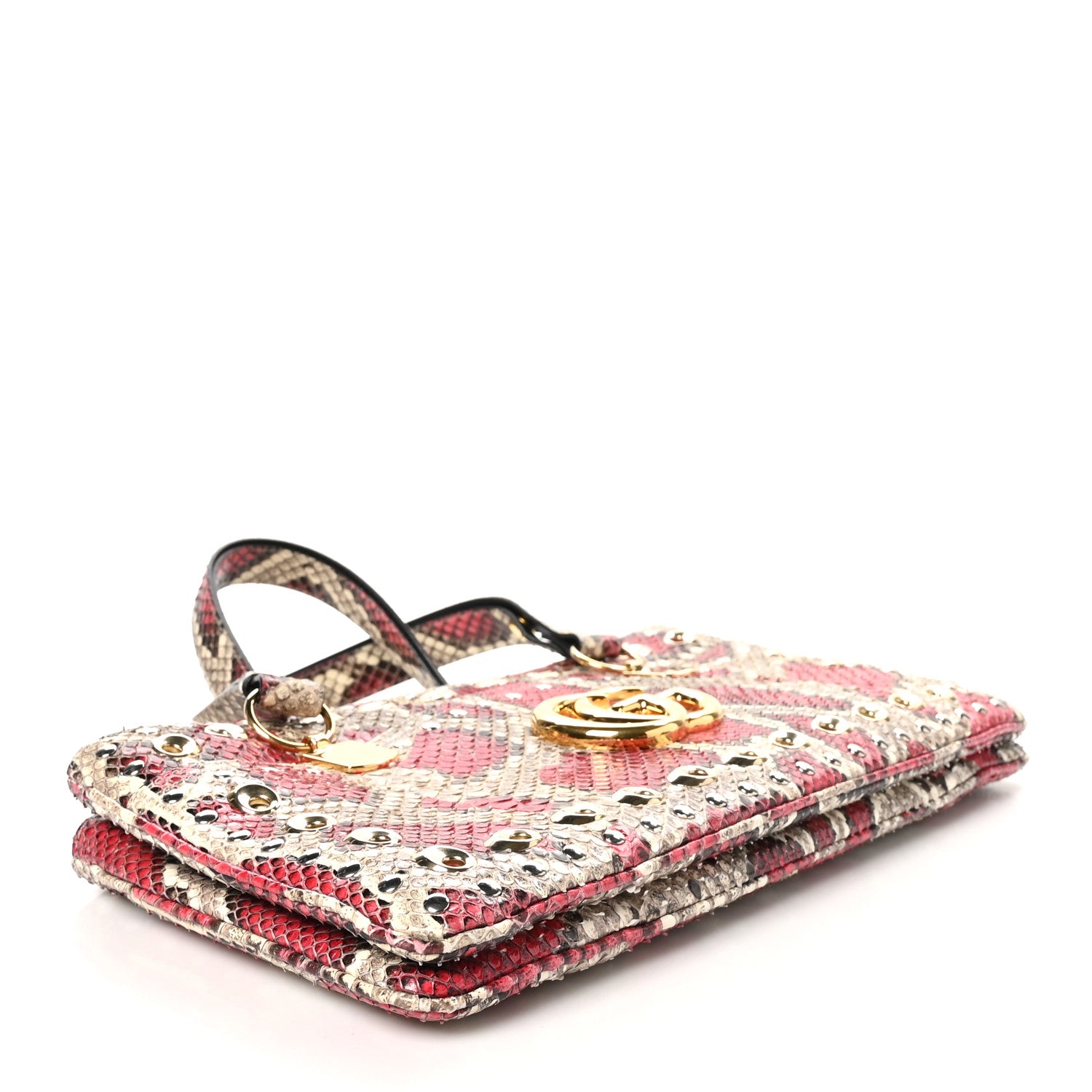 Gucci Snakeskin Large Arli Top Handle Bag Pink Beige 4 of 11