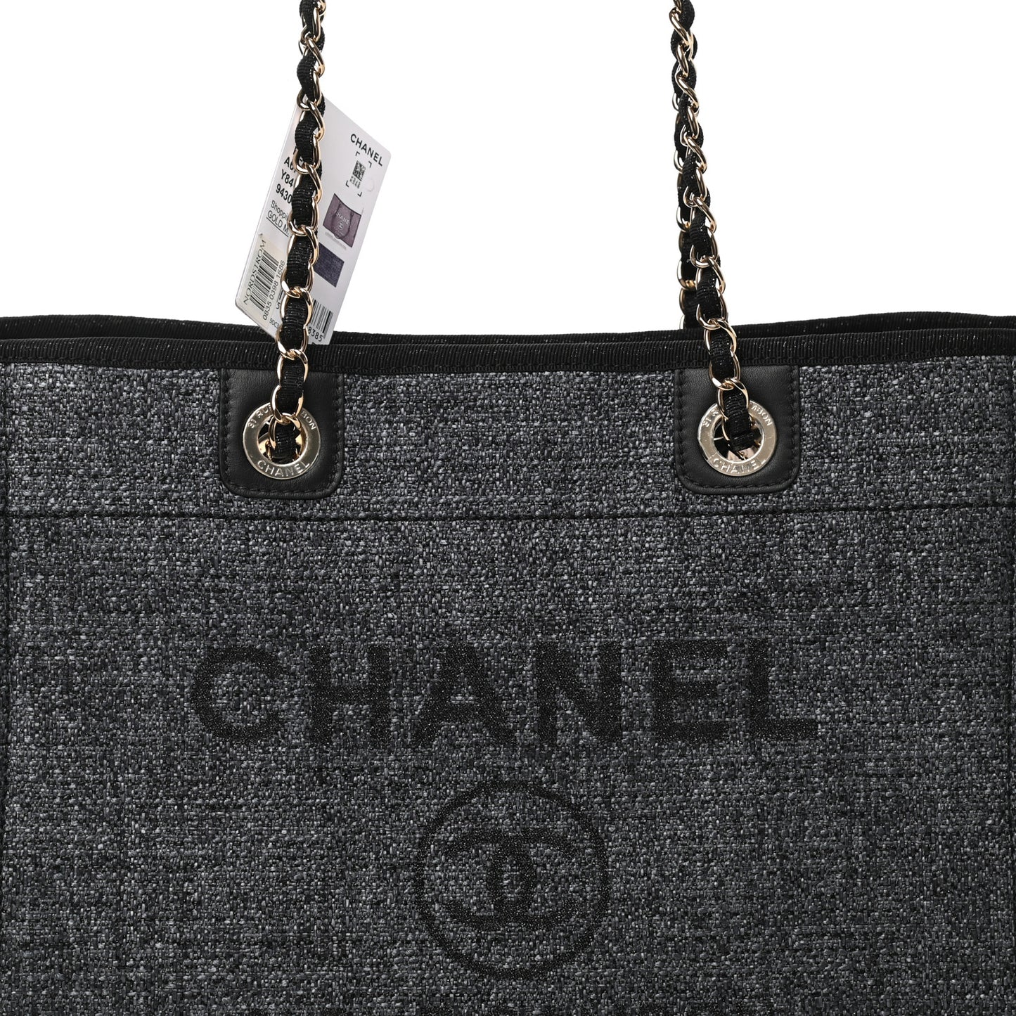 Lurex Boucle Small Deauville Tote Black