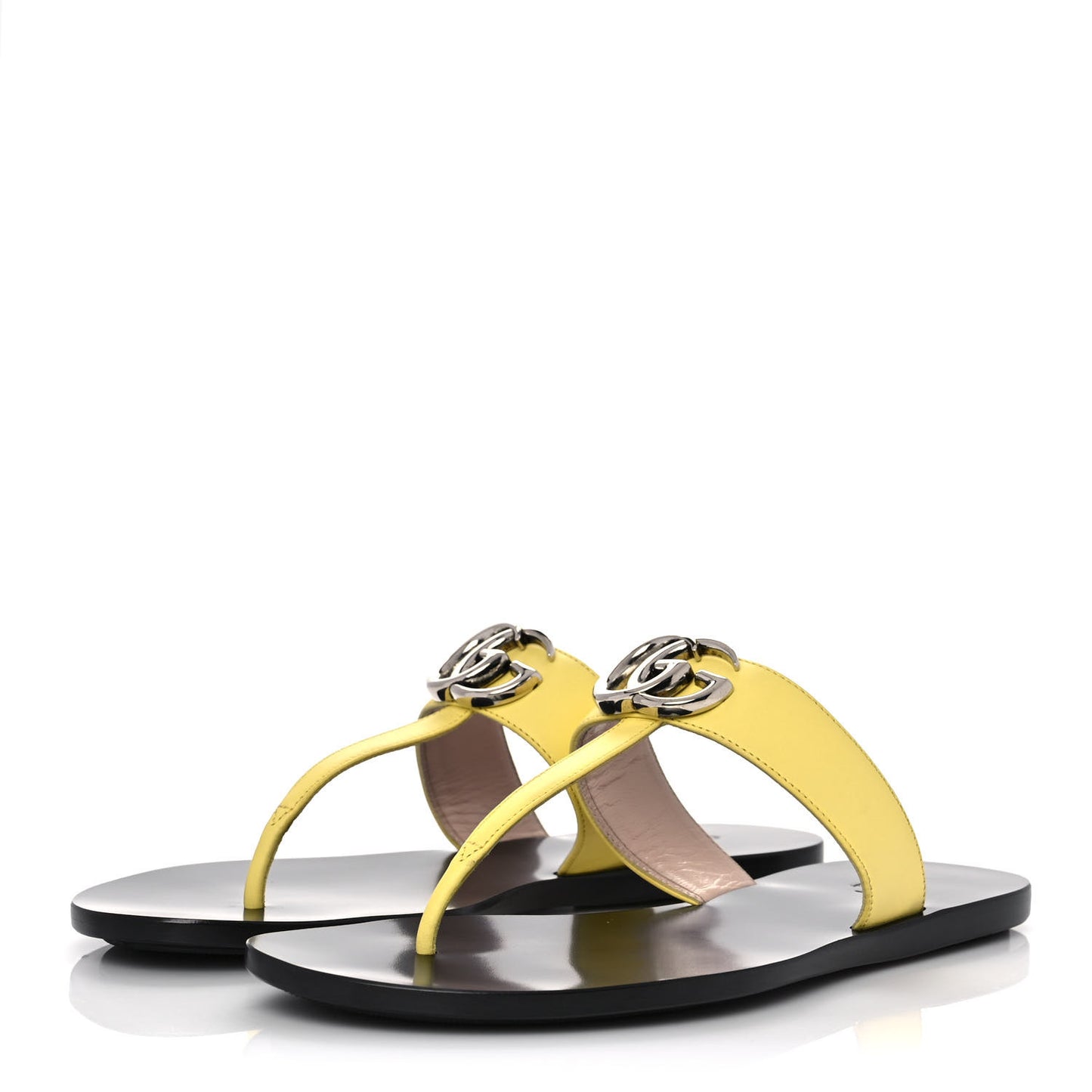 Calfskin GG Marmont Thong Sandals 37 Banana