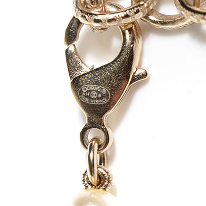 Chanel Pearl Crystal CC Long Necklace Gold 4 of 5
