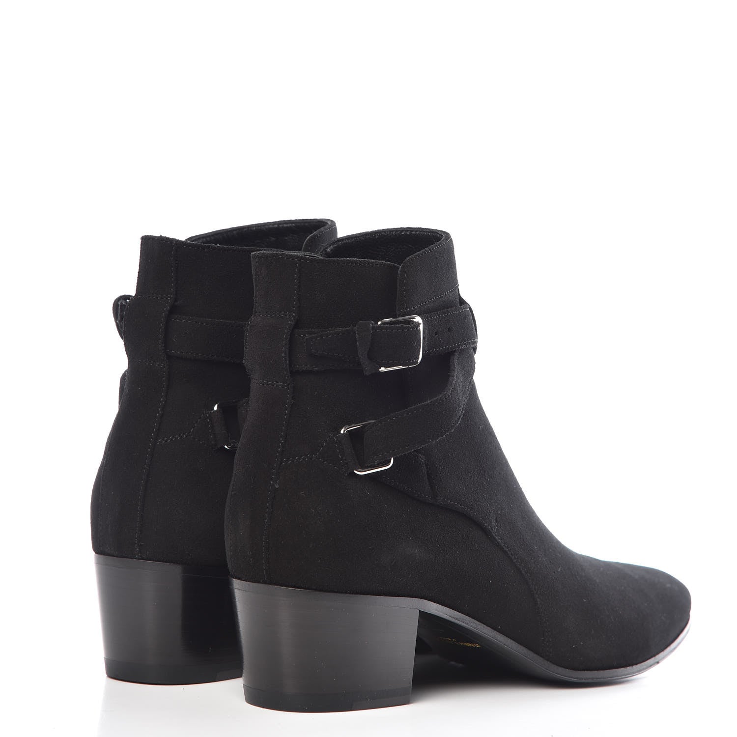 Saint Laurent Suede Jodhpur Calfskin Blake Ankle Boots 37.5 Black 4 of 10