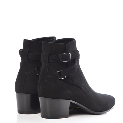 Saint Laurent Suede Jodhpur Calfskin Blake Ankle Boots 37.5 Black 4 of 10