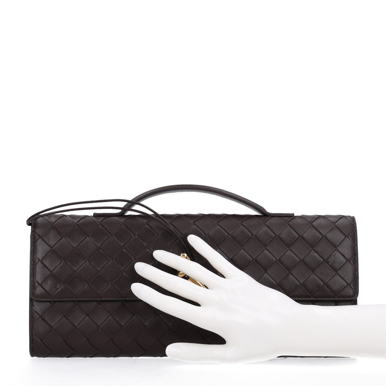Bottega Veneta Nappa Intrecciato Long Andiamo Top Handle Clutch Fondant 2 of 10