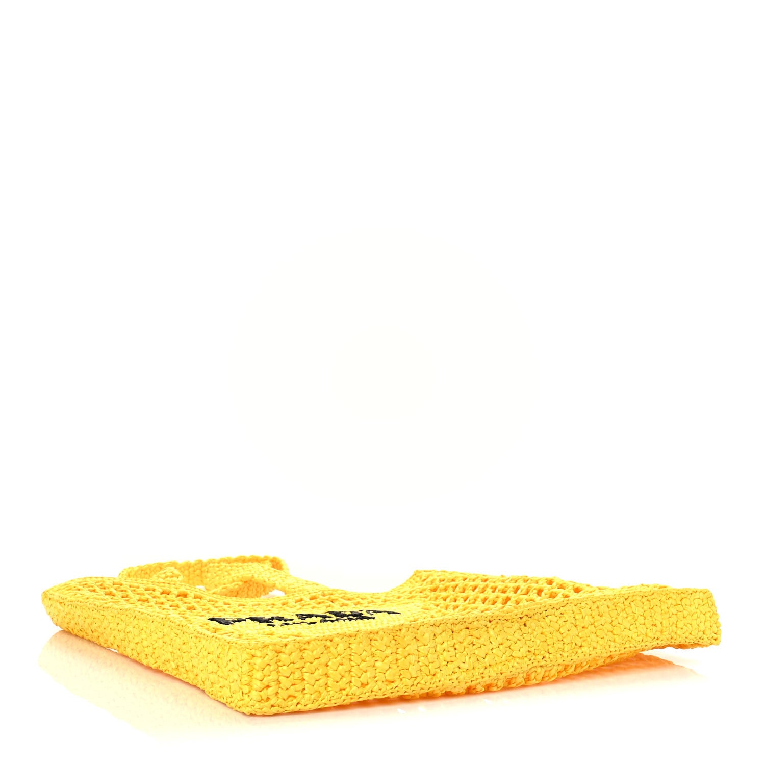 Prada Yarn Raffia Effect Crochet Logo Embroidered Tote Bag Giallo 4 of 9
