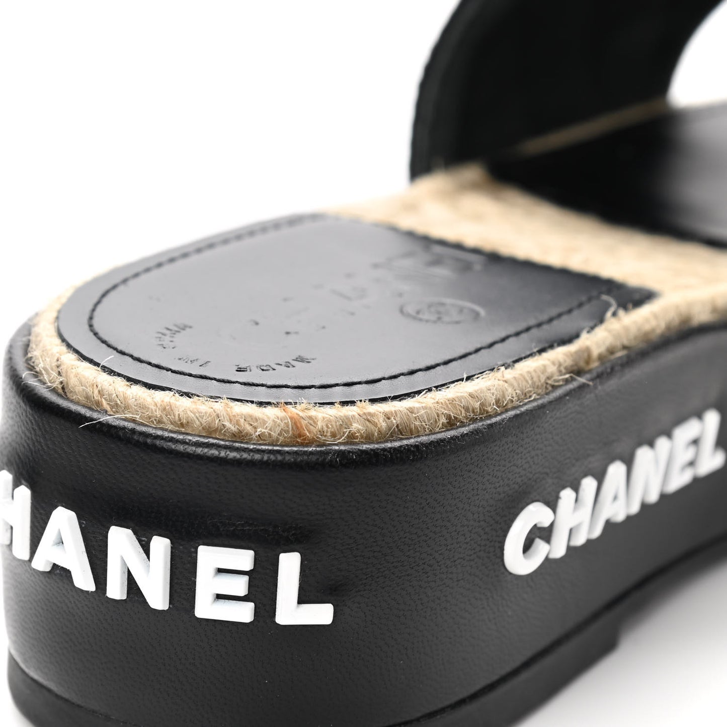 Lambskin Quilted CC Espadrille Slip On Sandals 35 Black