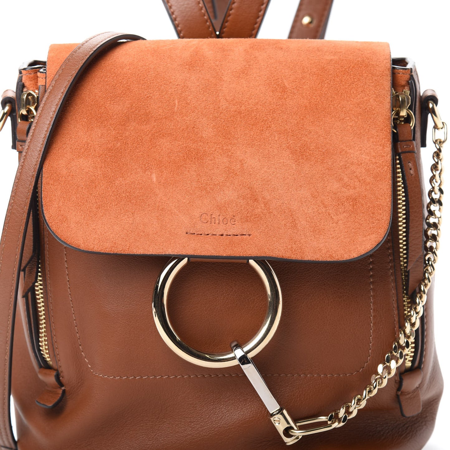 Suede Calfskin Small Faye Backpack Tan