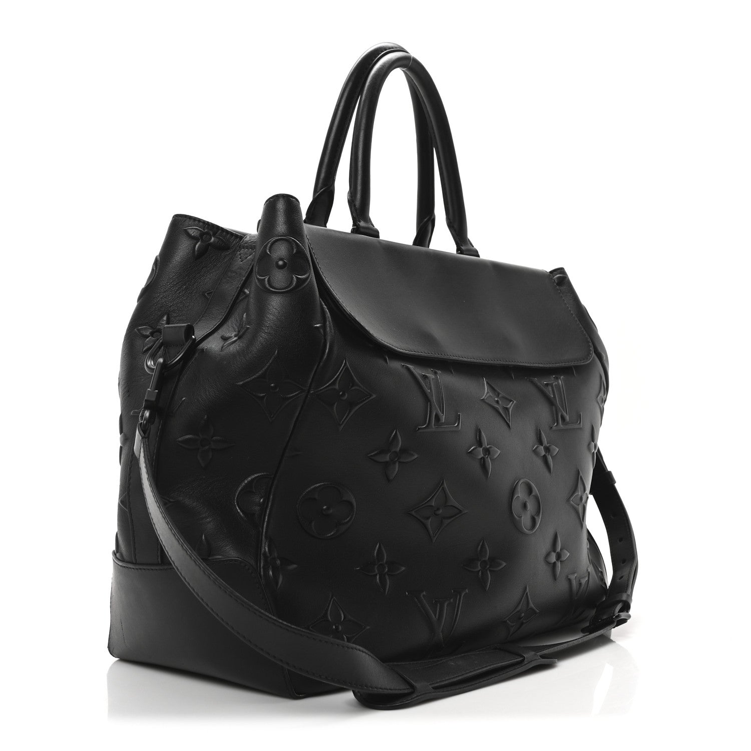 Louis Vuitton Monogram Seal Steamer Tote Black 3 of 9