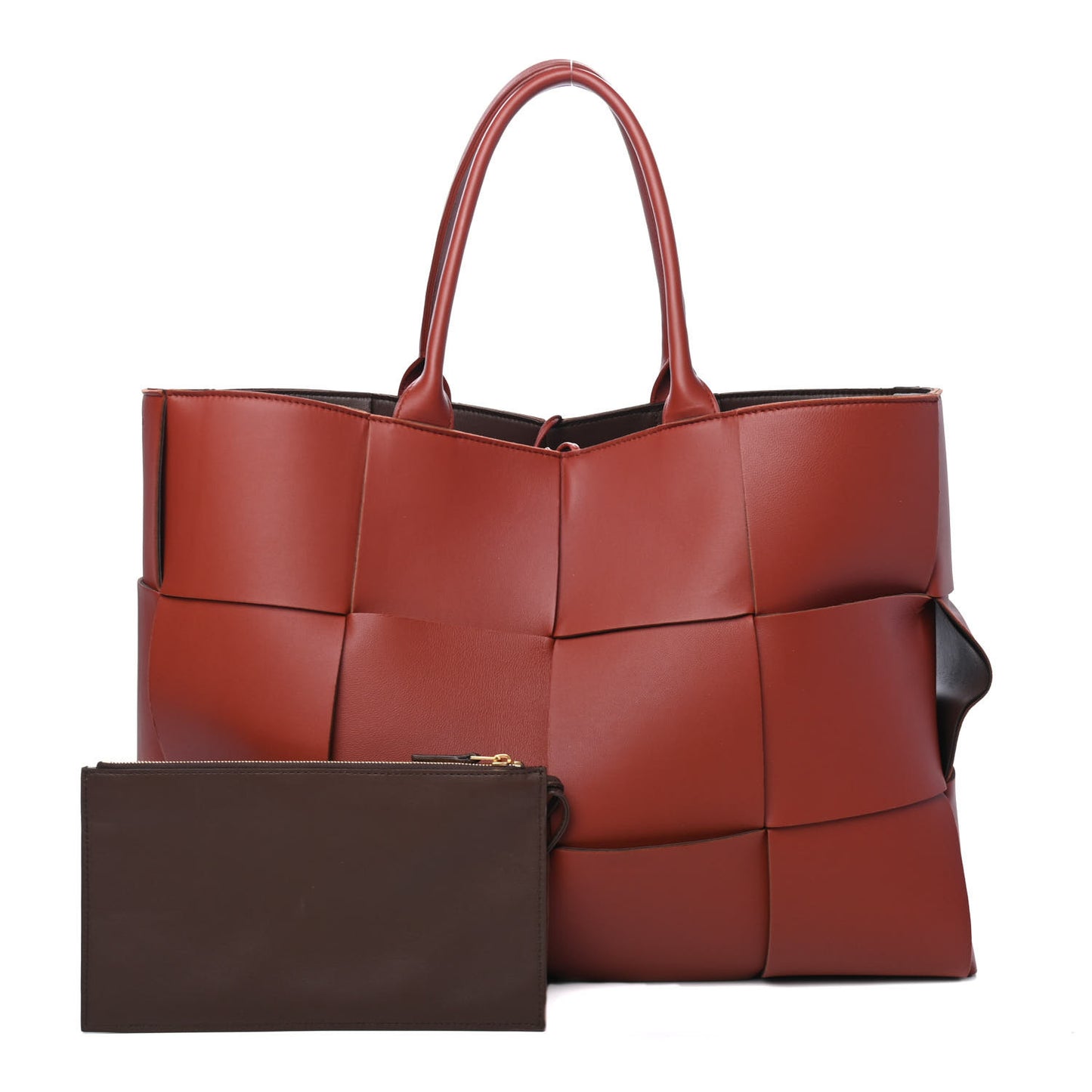 Nappa Maxi Intrecciato Mens Arco Tote Red Brown