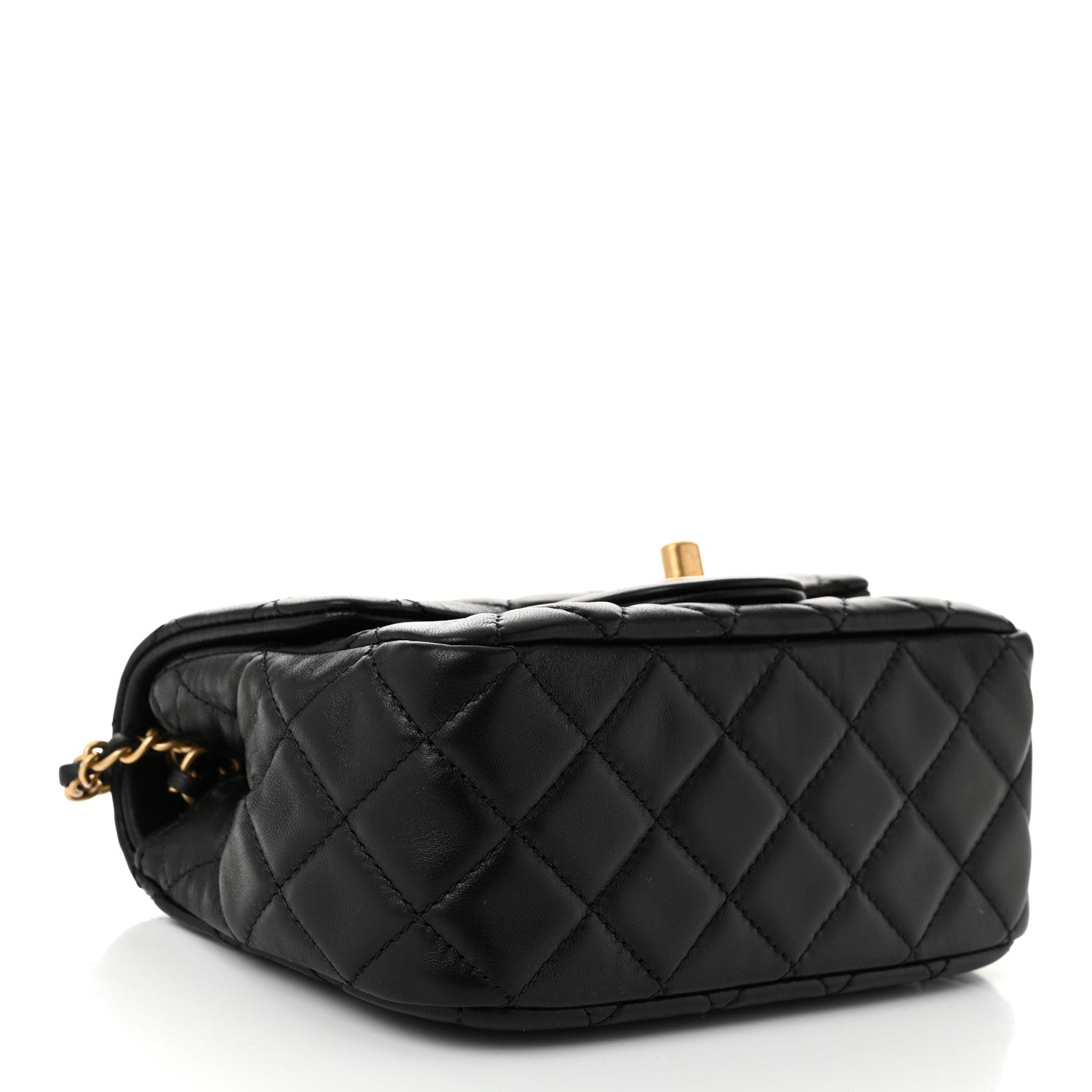 シャネル Chanel Lambskin Quilted Mini Pearl Crush Flap Black 1660745