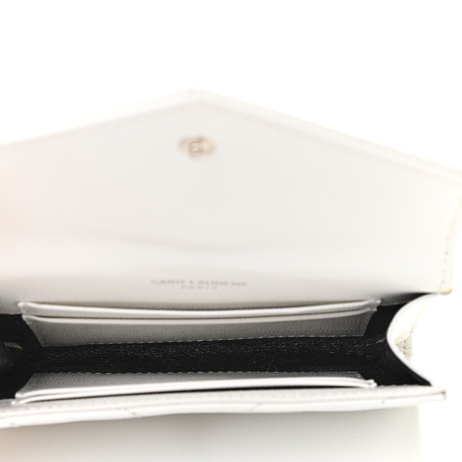Saint Laurent Grain De Poudre Matelasse Chevron Small Monogram Envelope Wallet Crema Soft 5 of 11