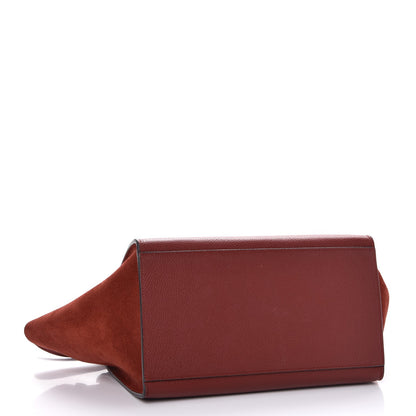 Celine Drummed Calfskin Suede Small Trapeze Merlot 5 of 10