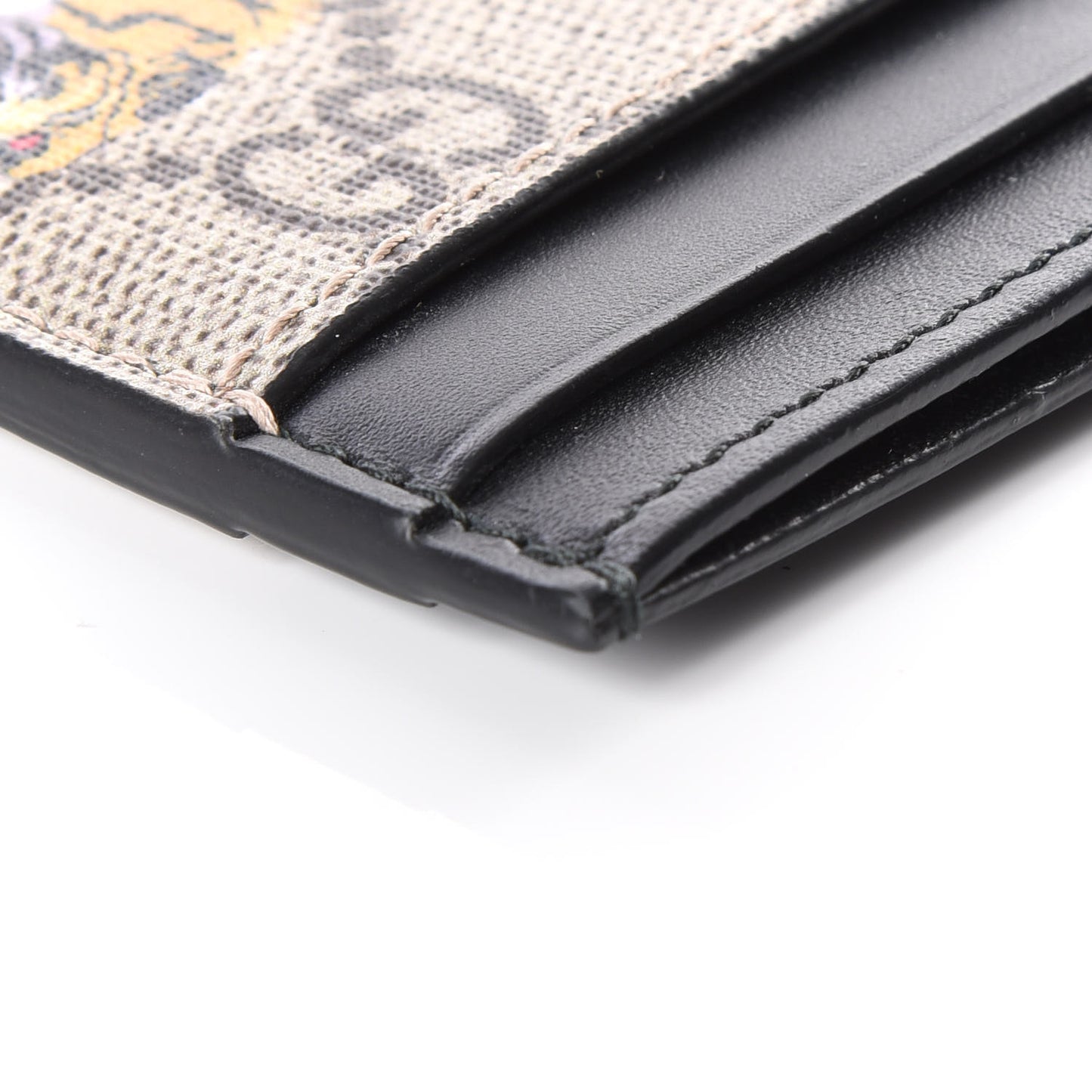 GG Supreme Monogram Tiger Print Card Holder Black