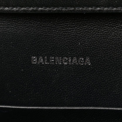 Balenciaga Shiny Calfskin Monochrome Crocodile Embossed Hourglass Chain Bag Black 6 of 12