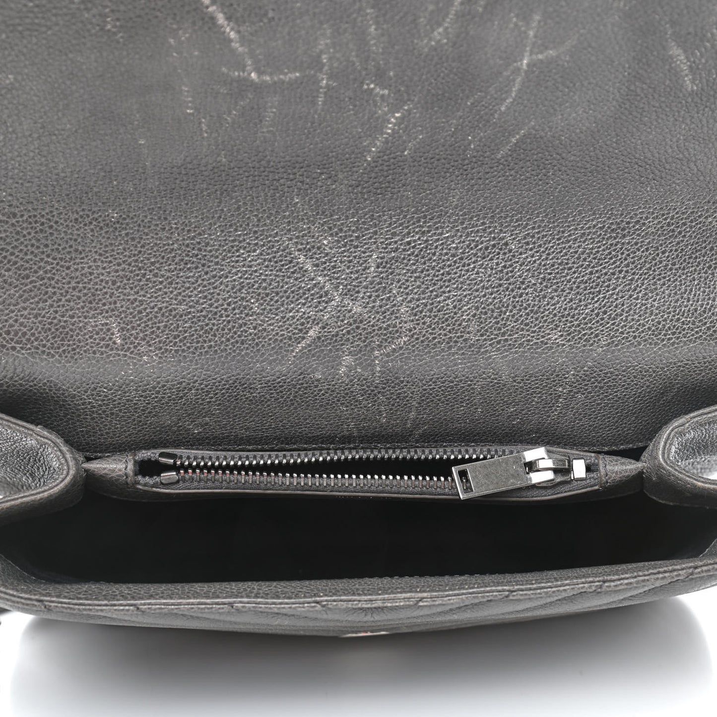 Sheepskin Matelasse Chevron Monogram Medium College Bag Asphalt
