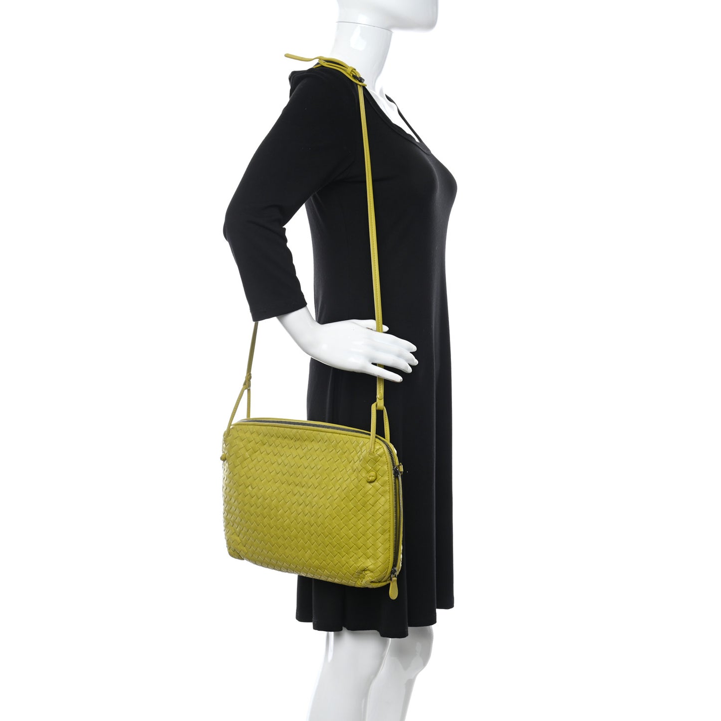 Nappa Intrecciato Large Nodini Crossbody Messenger Kiwi