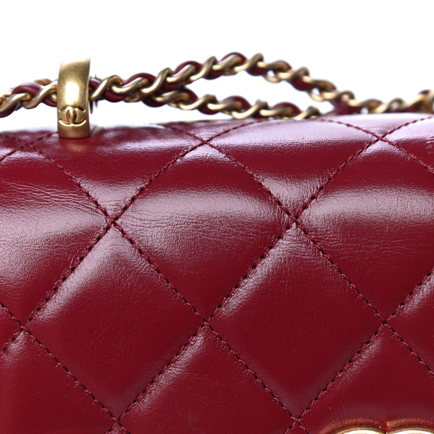 Calfskin Quilted Mini Perfect Fit Flap Burgundy