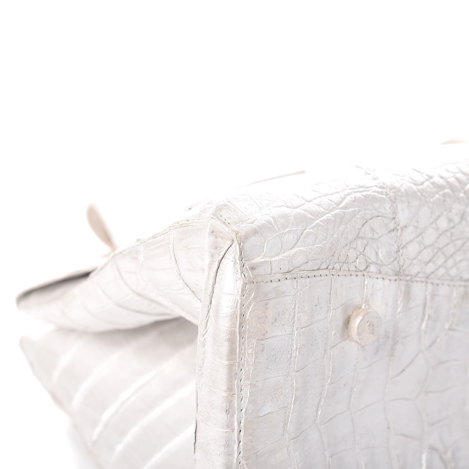 Nancy Gonzalez Metallic Crocodile Tote Light Silver 10 of 13